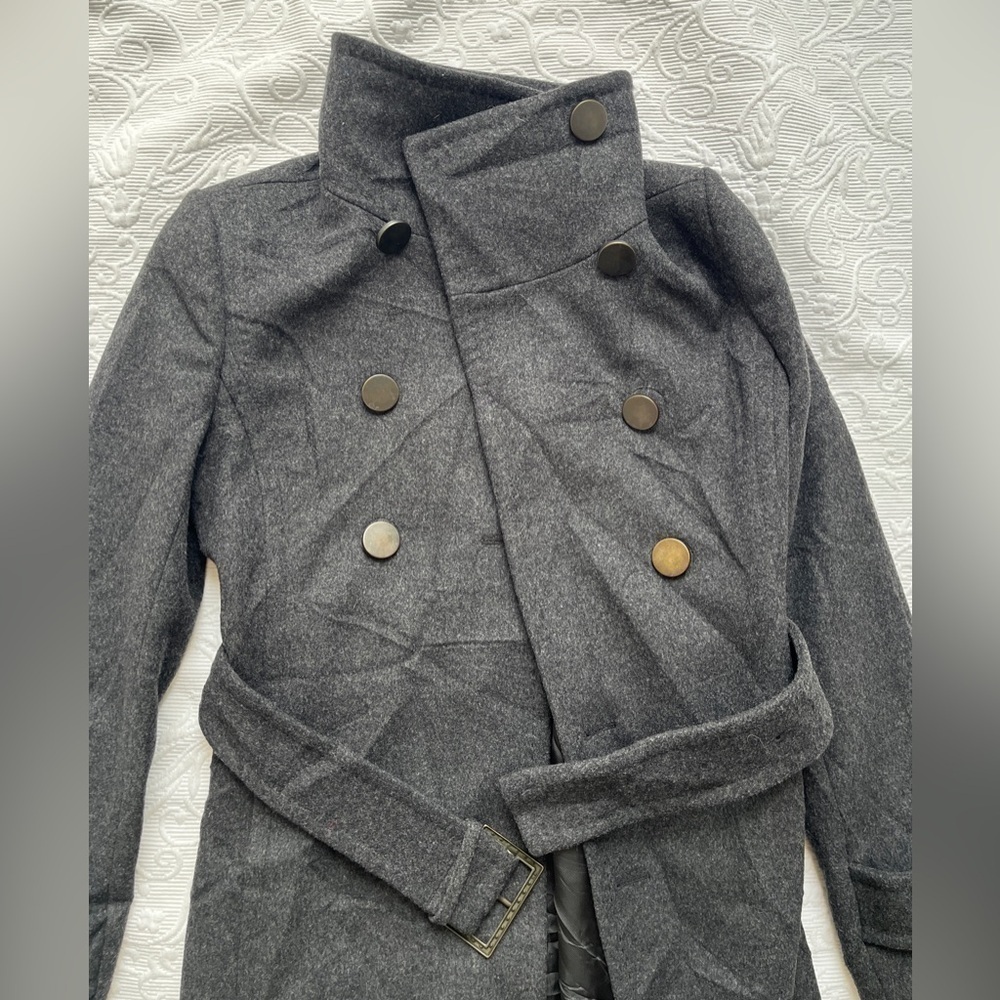 Aritzia Babaton Tulula Bromley Wool & Cashmere Gray Belted Pea Coat Size XS - Picture 7 of 12